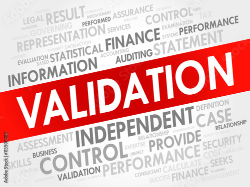 VALIDATION word cloud collage, business concept background