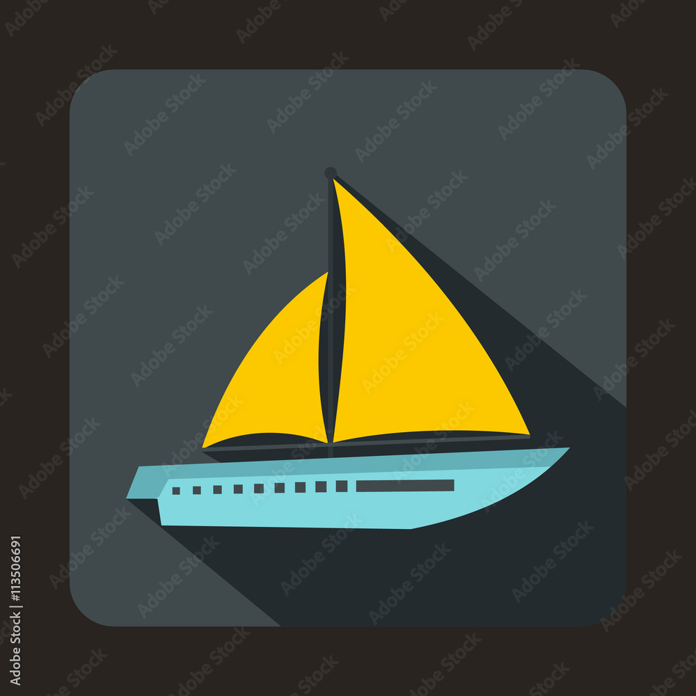 Sailing yacht icon, flat style Sailing yacht icon, flat style