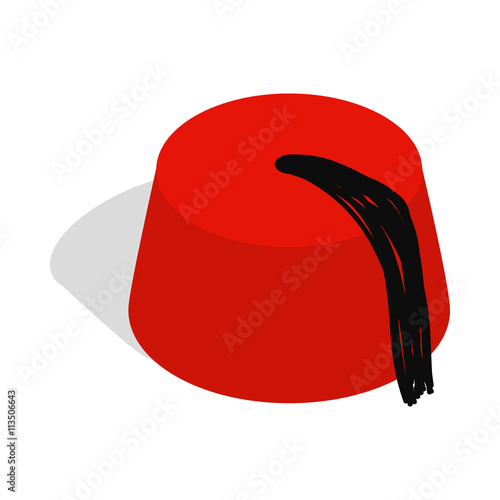 Turkish hat, fez icon, isometric 3d style