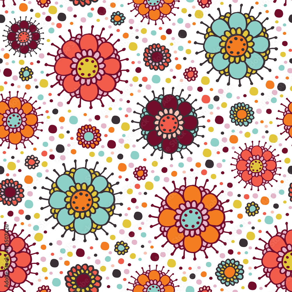 seamless background with bright circles and dots