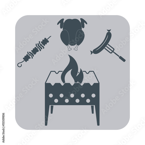 Brazier, zephyr, kebab and sausage icon