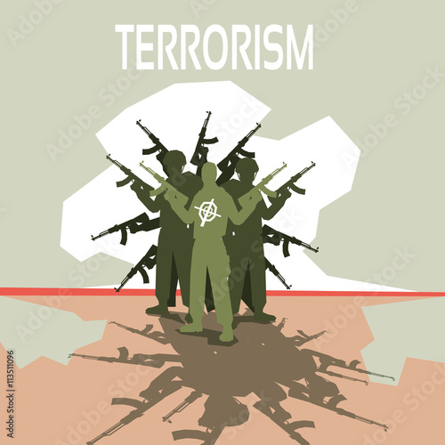 Criminals standing with weapons