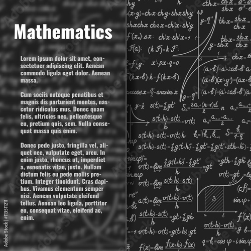 Abstract math background behind matt glass banner
