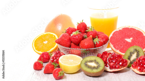 assorted fruit and juice