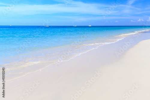 tropical white sand beach clear water with blue sky,Phuket Thail