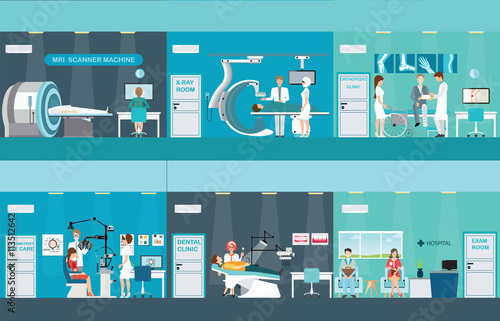 Doctors and patients in hospitals.