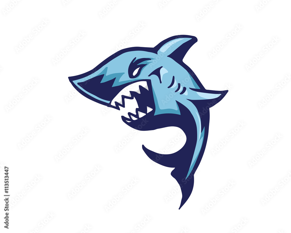 Fototapeta premium Leadership Animal Logo - Furious Shark Leader Character