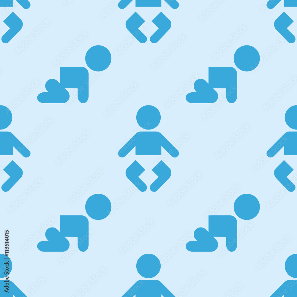 Icono plano patrón con bebés fondo azul Icono plano patrón con bebés fondo azul