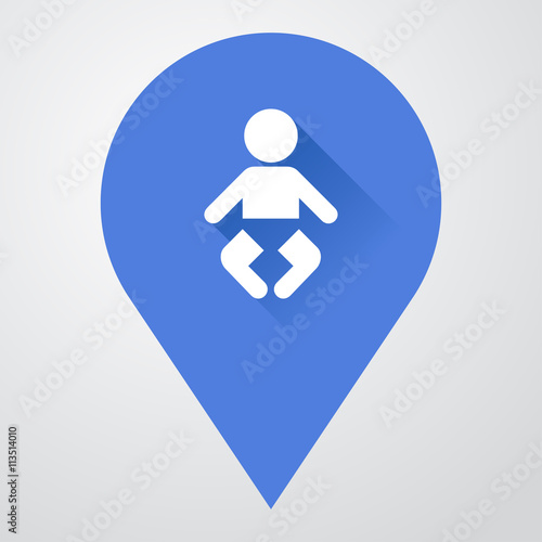 Icono plano localizacion con bebé tumbado con sombra