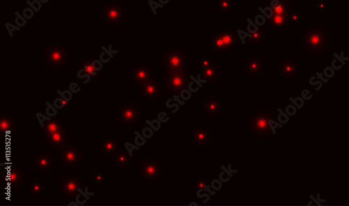 Glowing red lights Star on a black background