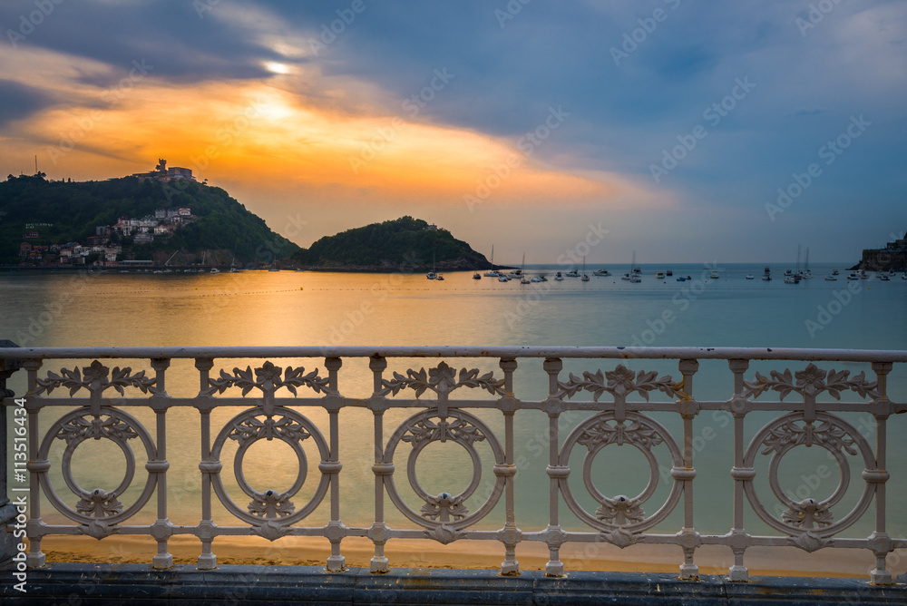 Bay of San Sebastian at sunset, Basque Country (Spain)
