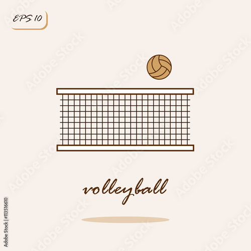 Vector illustration showing volleyball net and ball. Volleyball Sports Game