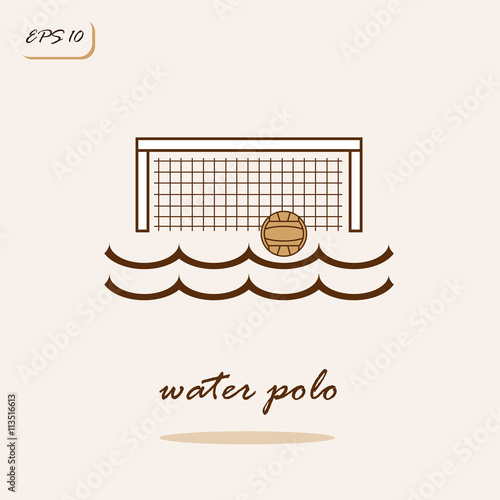 Vector illustration showing water, gate, ball. Water polo Sports Game