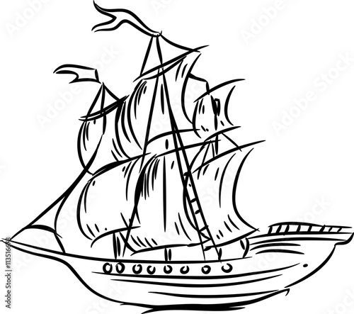 sketch of sailing ship 