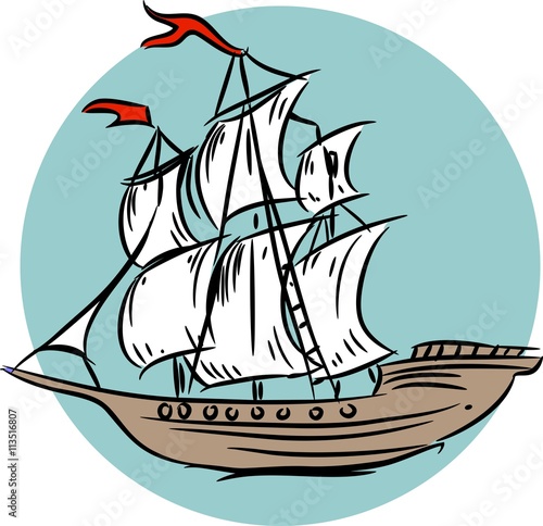 sketch of sailing ship
