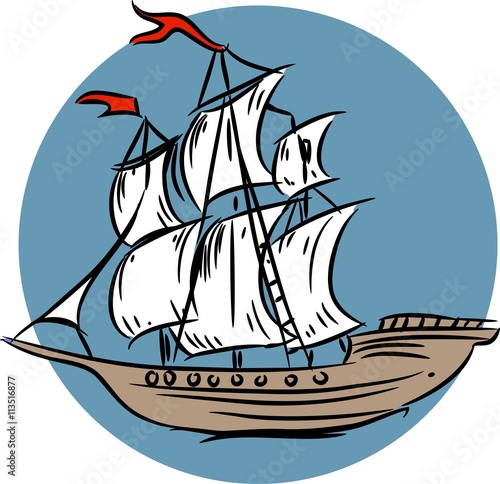 sketch of sailing ship
