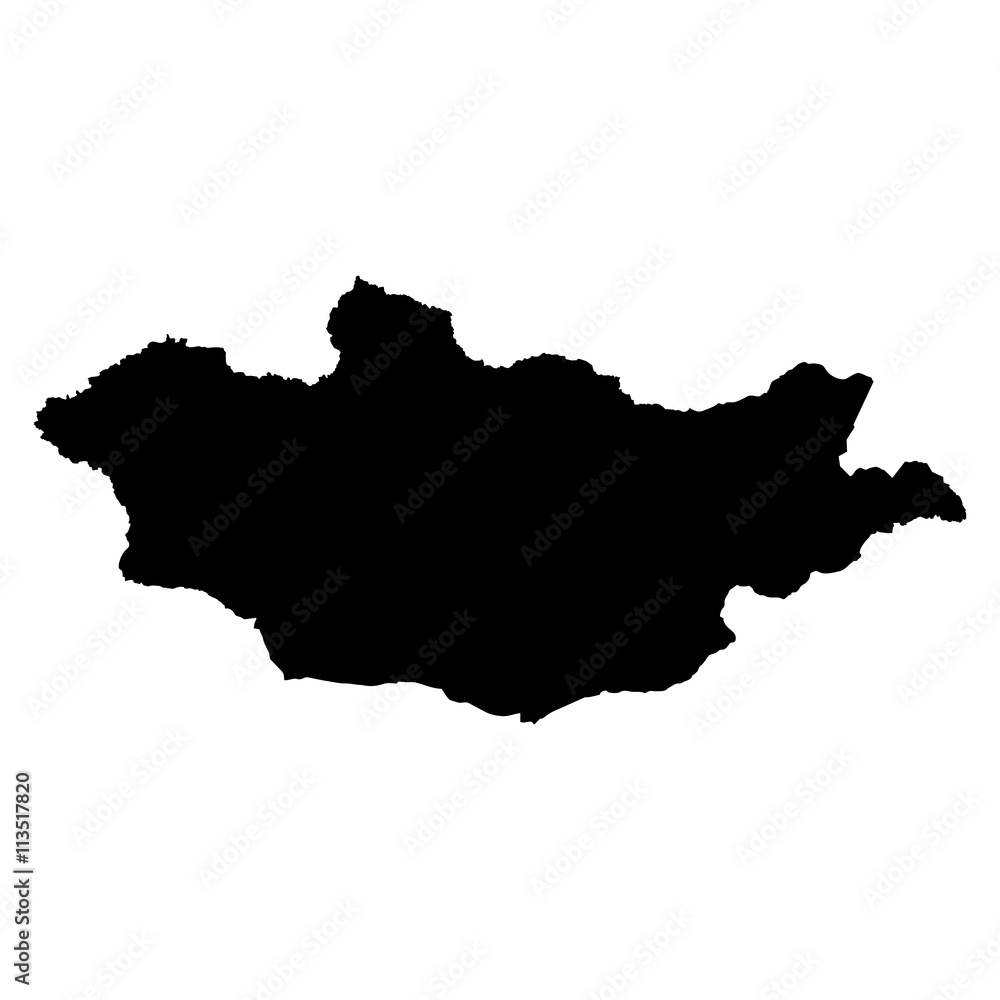 Mongolia black map on white background vector