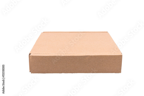isolated brown cardboard box on white