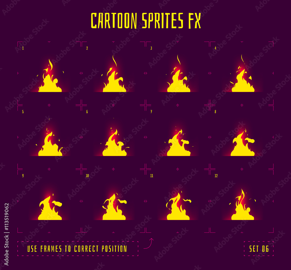 Animation frames or fire sprites
