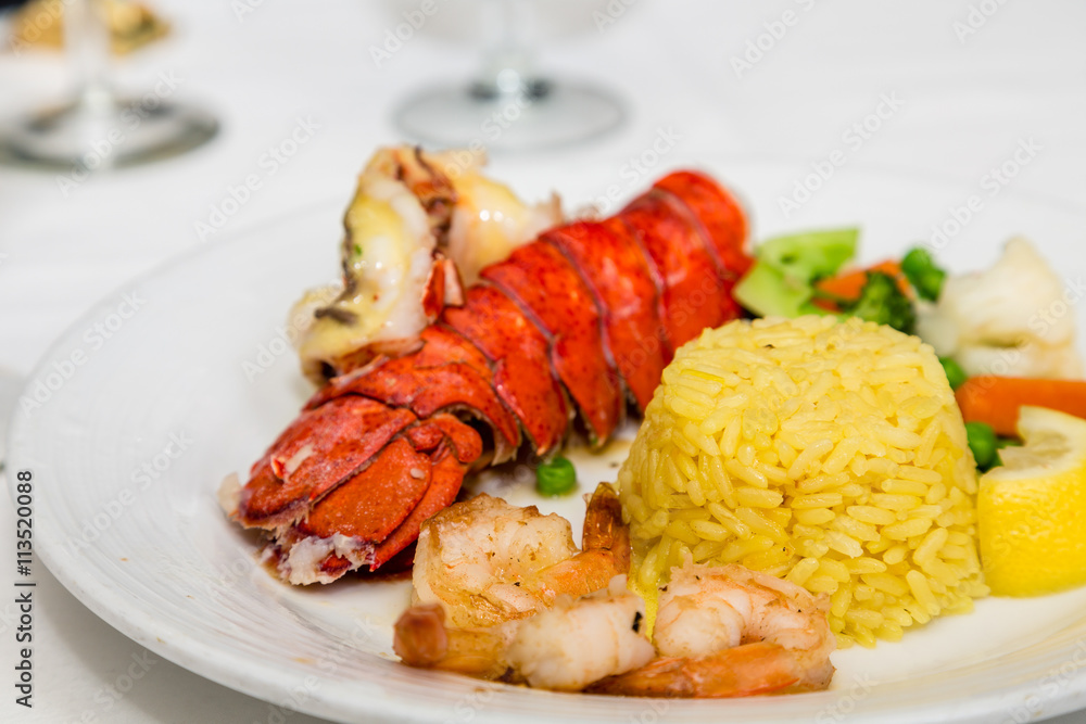 Lobster Tail with Shrimp and Rice Lobster Tail with Shrimp and Rice