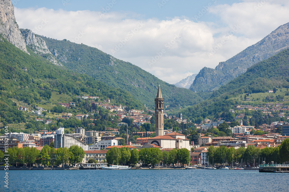 Cityscape of Lecco town, Italy
