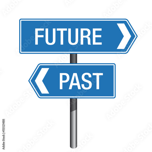 Future Past crossroads sign arrows