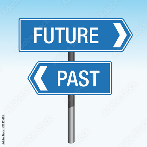 Future Past crossroads sign arrows