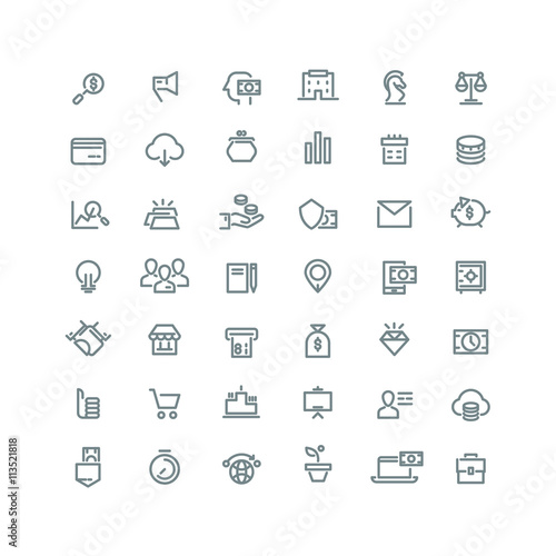 Business, finance, planning, analytics, banking, affiliate marketing vector line icons set