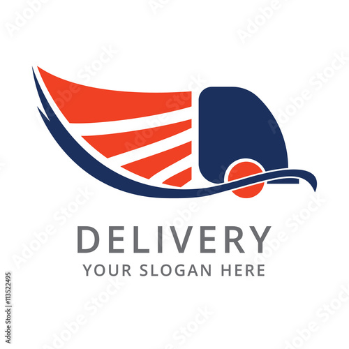 Delivery company logo. car logotype. Fast delivery car with wings. Truck, cargo