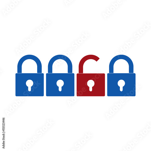 Closed and opened locks icons vector