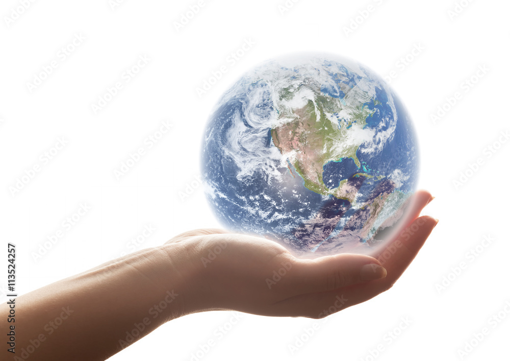 The earth shines in woman's hand. Concepts of save the world, environment etc. The earth shines in woman's hand. Concepts of save the world, environment etc.