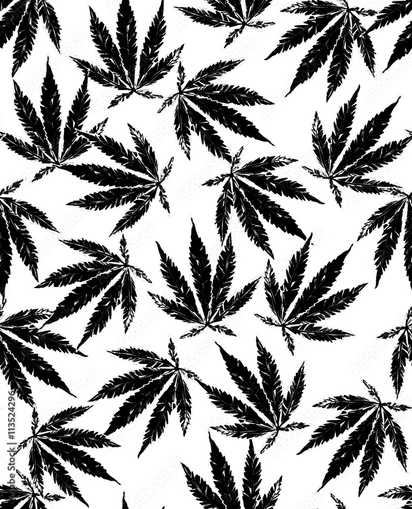 Ganja Weed Marijuana Seamless Vector Pattern Background