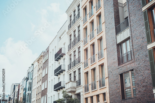 Low angle view residential apartment exteriors