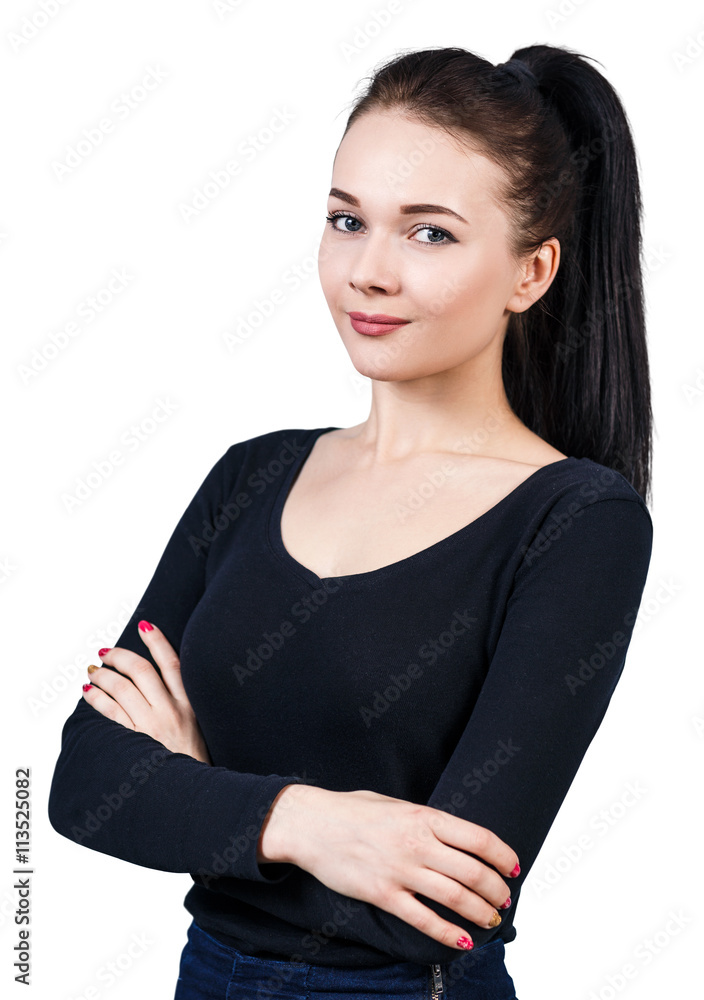 Young beautiful woman with crossed hands Young beautiful woman with crossed hands