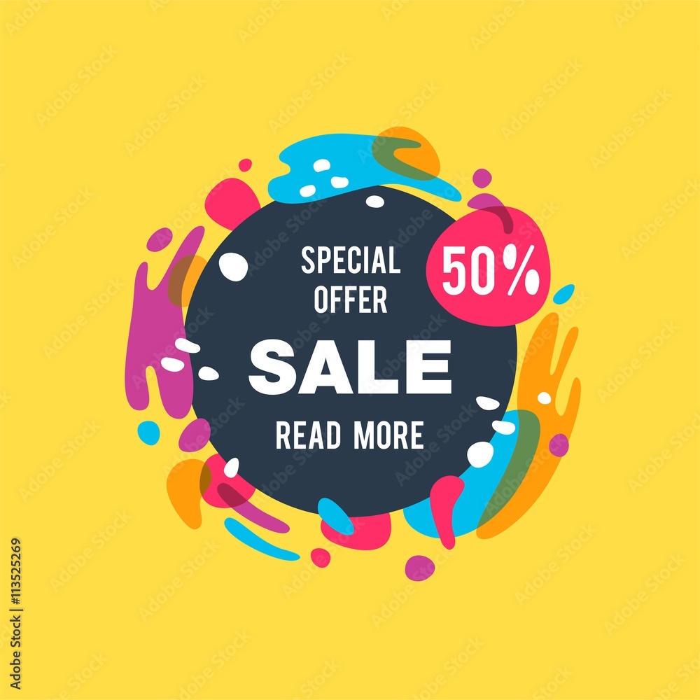Fototapeta premium Sale abstract vector banner - special offer 50%. Sale vector banner. Sale abstract background. Super sale design layout. Sale banner template. Sale banner for website.