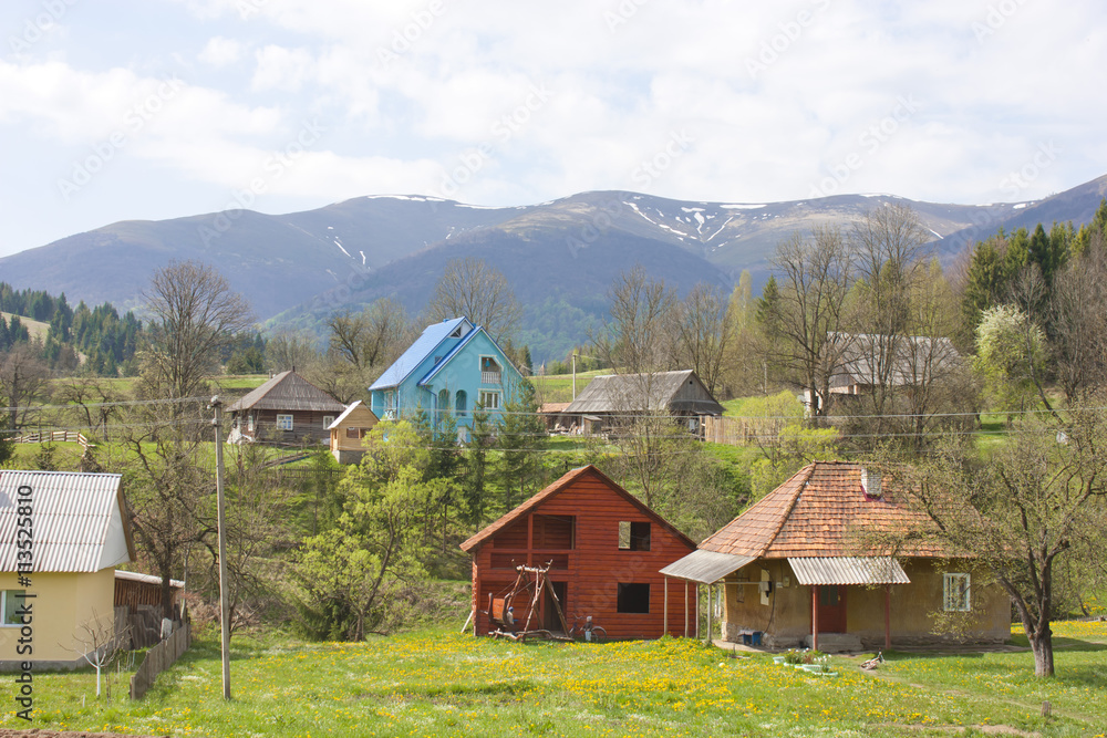 The village in the Carpathian region The village in the Carpathian region