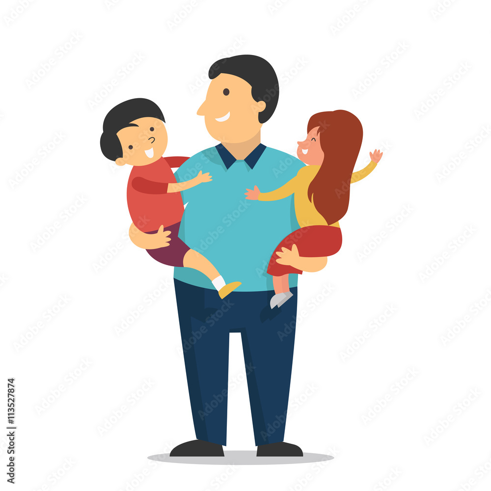 Fototapeta premium Father with kids