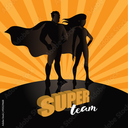 
Business team super heroes marketing poster background design. EPS 10 vector.