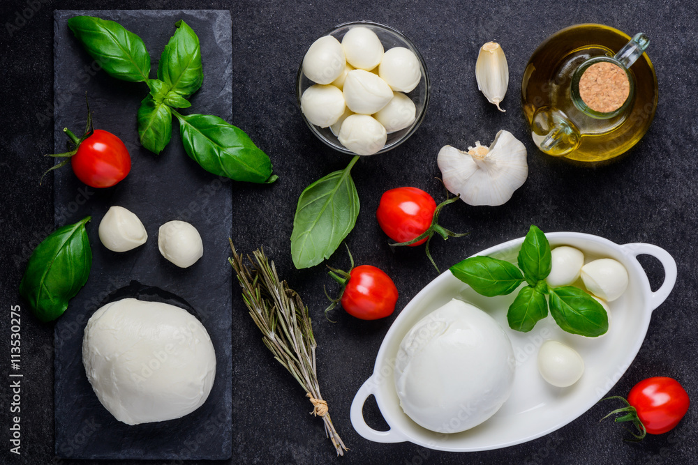 Mozzarella Cheese and Cooking Ingredients Mozzarella Cheese and Cooking Ingredients