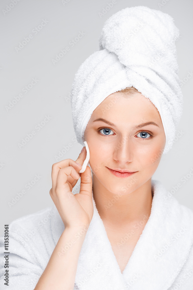Portrait of young pretty girl over white background. Portrait of young pretty girl over white background.