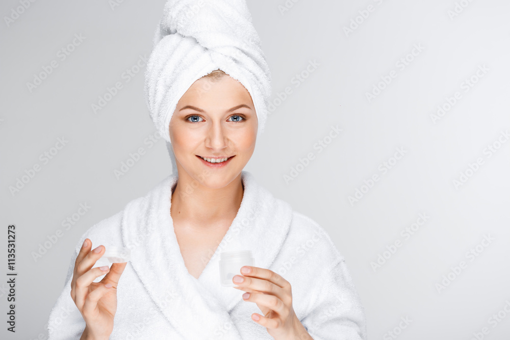Portrait of young pretty girl over white background. Portrait of young pretty girl over white background.