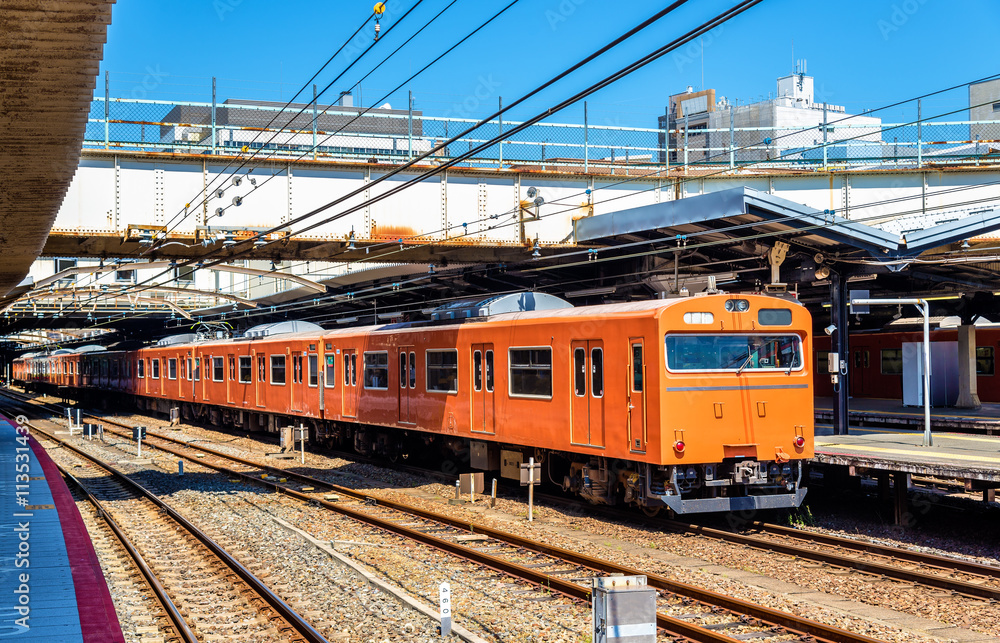 Local train at Tennoji Station in Osaka