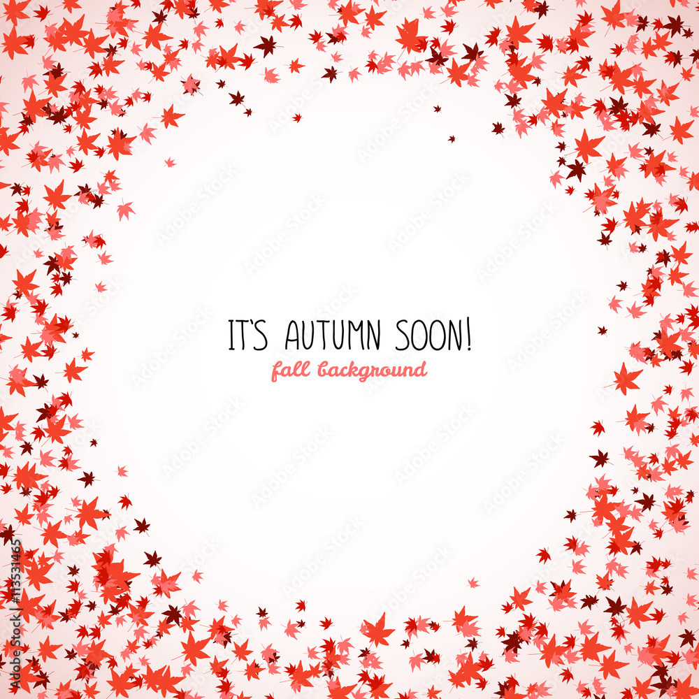 Obraz premium Round frame made from red maple leaves. Copy space