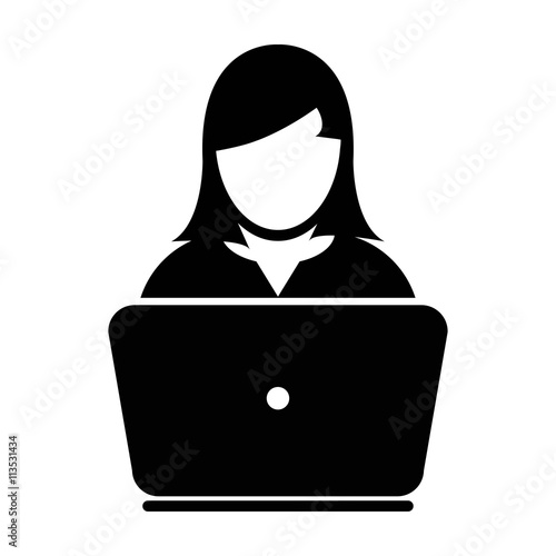 Woman User Icon - Support, Help, Service, Assistance, Headphone, Communication User Icon in Vector Illustration