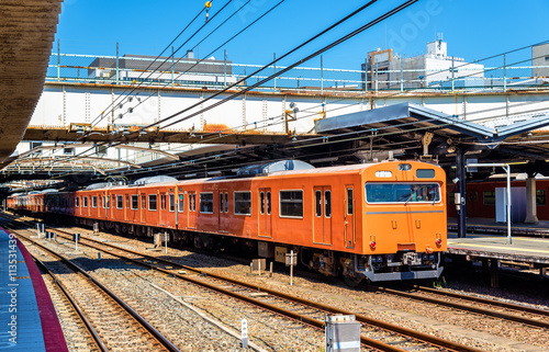 Local train at Tennoji Station in Osaka