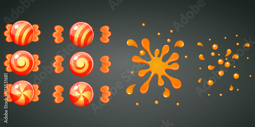 Orange candy with splash animation