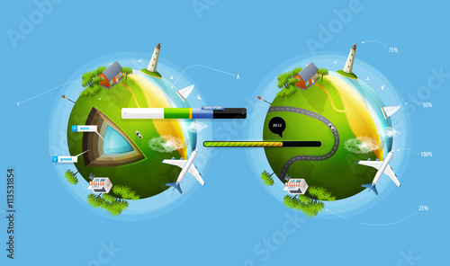 Elements of Infographics with the Ball Planet Earth