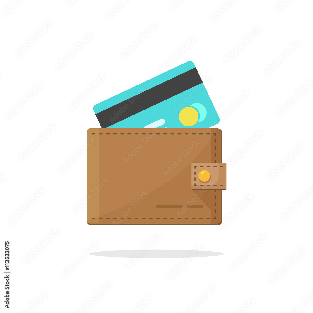 Wallet credit card vector illustration isolated on white background, wallet with electronic money concept Wallet credit card vector illustration isolated on white background, wallet with electronic money concept