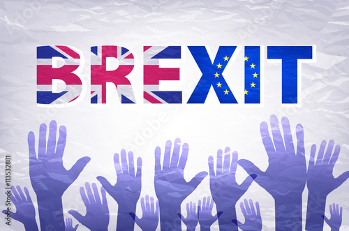 Brexit Text Isolated vector hand. flag of the European Community of the United Kingdom