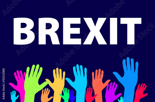 Brexit Text Isolated vector colorfull hand